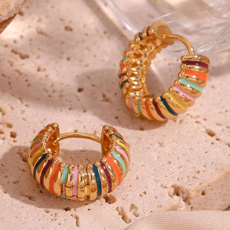 colorful enamel textured hoop earrings - MRSLM
