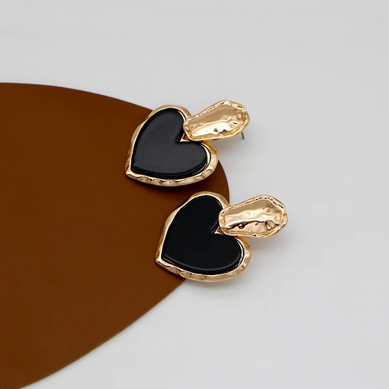 black heart drop earrings, view 4 - MRSLM