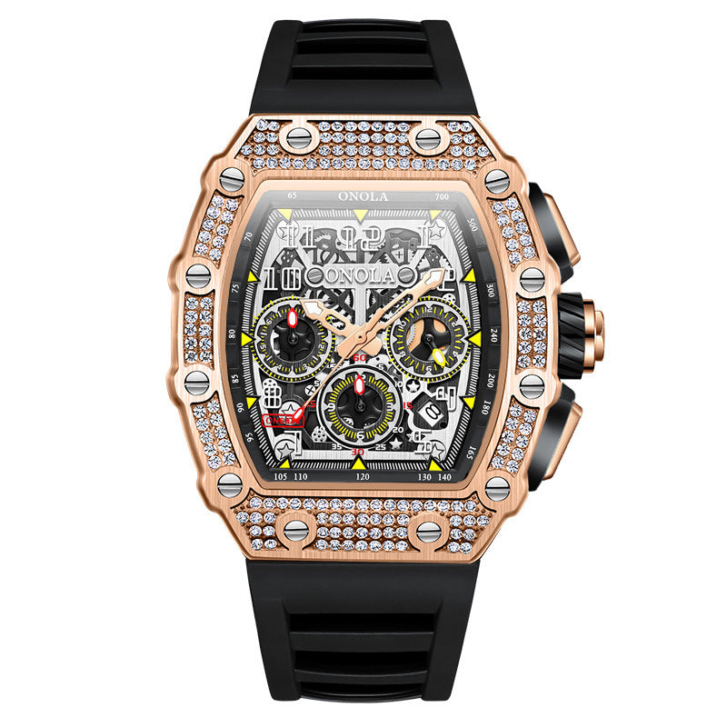 men's full diamond mechanical watch, view 6 - MRSLM