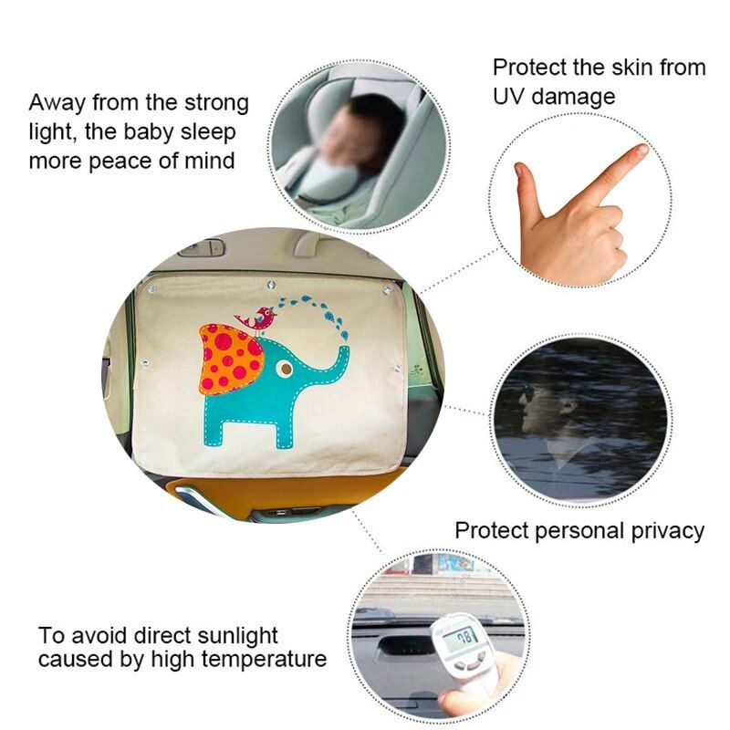 Cartoon linen car sun shade curtain, view 7 - MRSLM