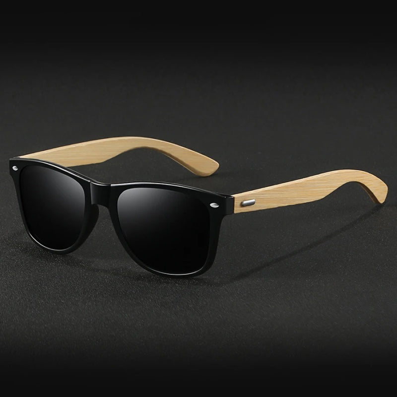 vintage bamboo wood square sunglasses, view 9 - MRSLM