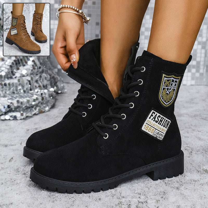 women's lace-up chunky heel boots - MRSLM