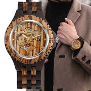 ebony zebra wood automatic watch, view 4 - MRSLM