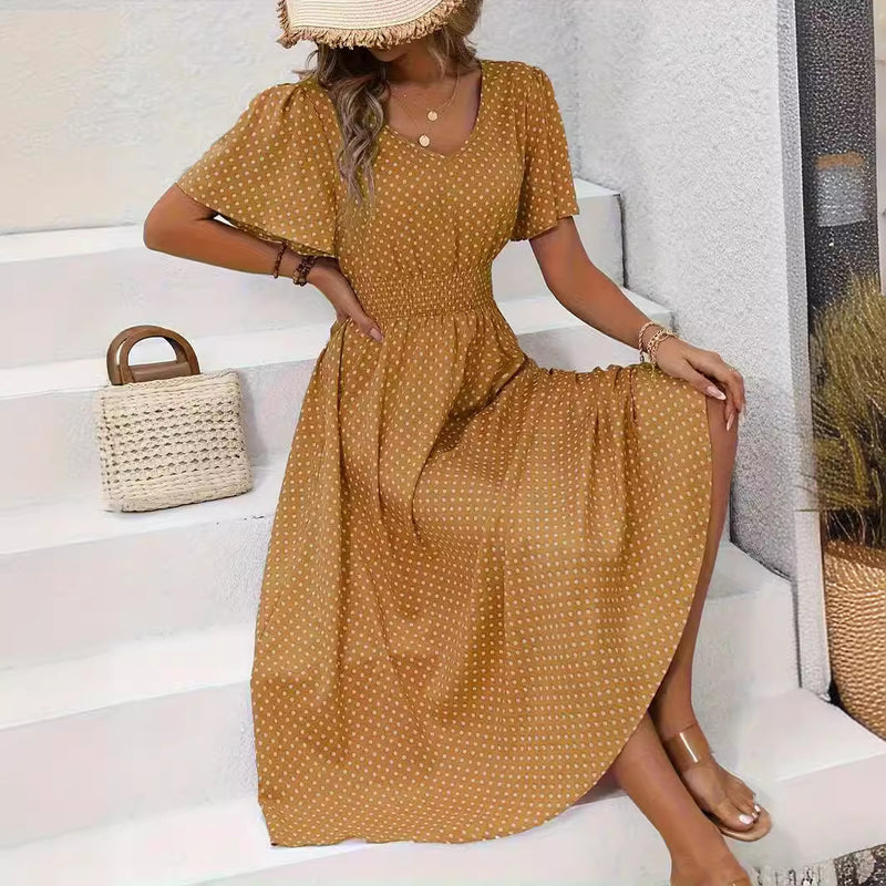 small floral print short sleeve dress, view 3 - MRSLM