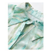 satin print long sleeve blouse, view 9 - MRSLM