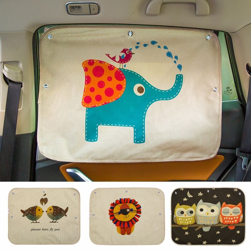 Cartoon linen car sun shade curtain, view 6 - MRSLM