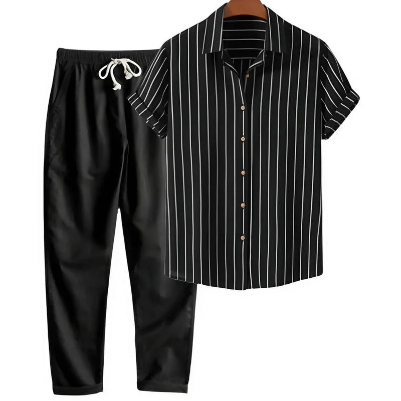 men's printed shirt and trousers set, view 2 - MRSLM