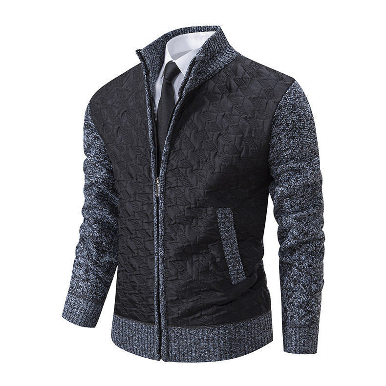 Men's stand collar knit sweater jacket, view 7 - MRSLM
