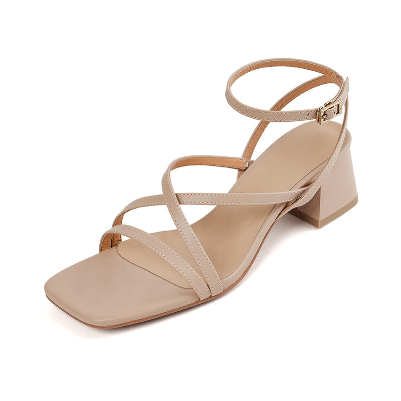 square heel leather sandals, view 2 - MRSLM