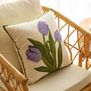 floral embroidered tulip and orchid cushion cover, view 10 - MRSLM