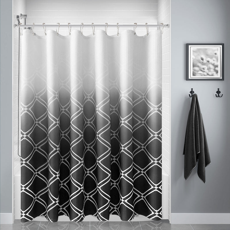 Geometric gradient waterproof shower curtain, view 6 - MRSLM