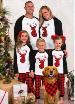 Buffalo plaid matching Christmas family pajamas, view 3 - MRSLM