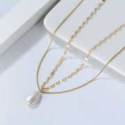 freshwater baroque pearl silver necklace - MRSLM