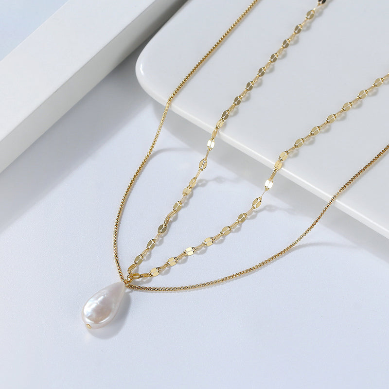 freshwater baroque pearl silver necklace - MRSLM