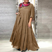 extra long V-neck cotton dress, view 4 - MRSLM