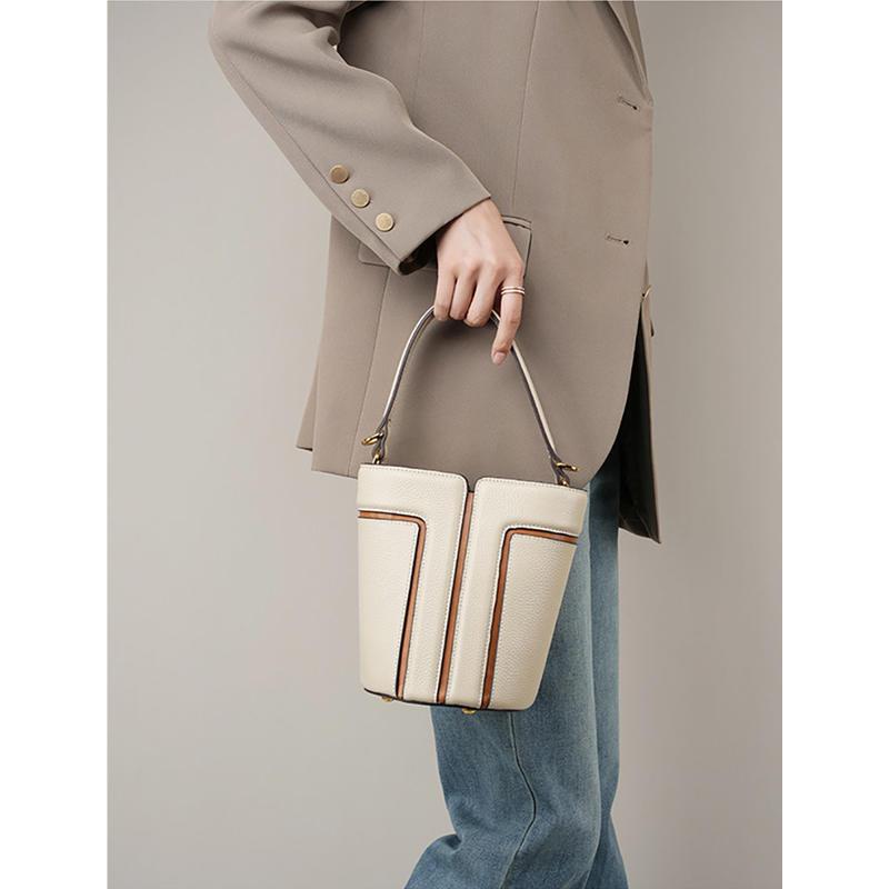 leather bucket shoulder bag, view 9 - MRSLM
