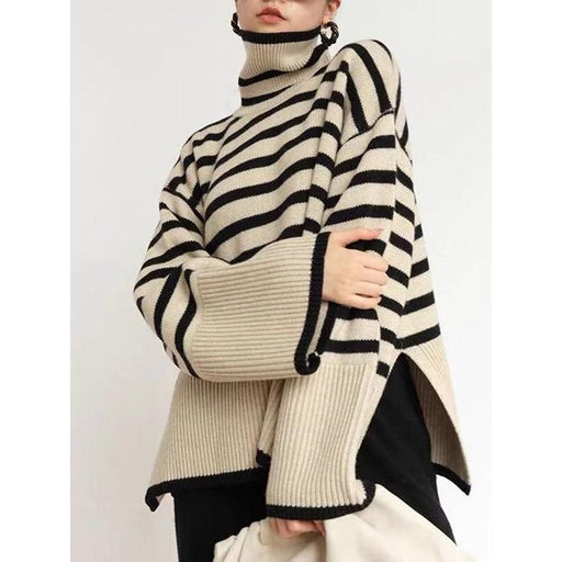 Striped turtleneck sweater, view 2 - MRSLM