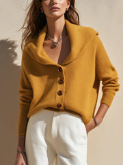 Women's shawl-collar button-front knit cardigan, view 4 - MRSLM
