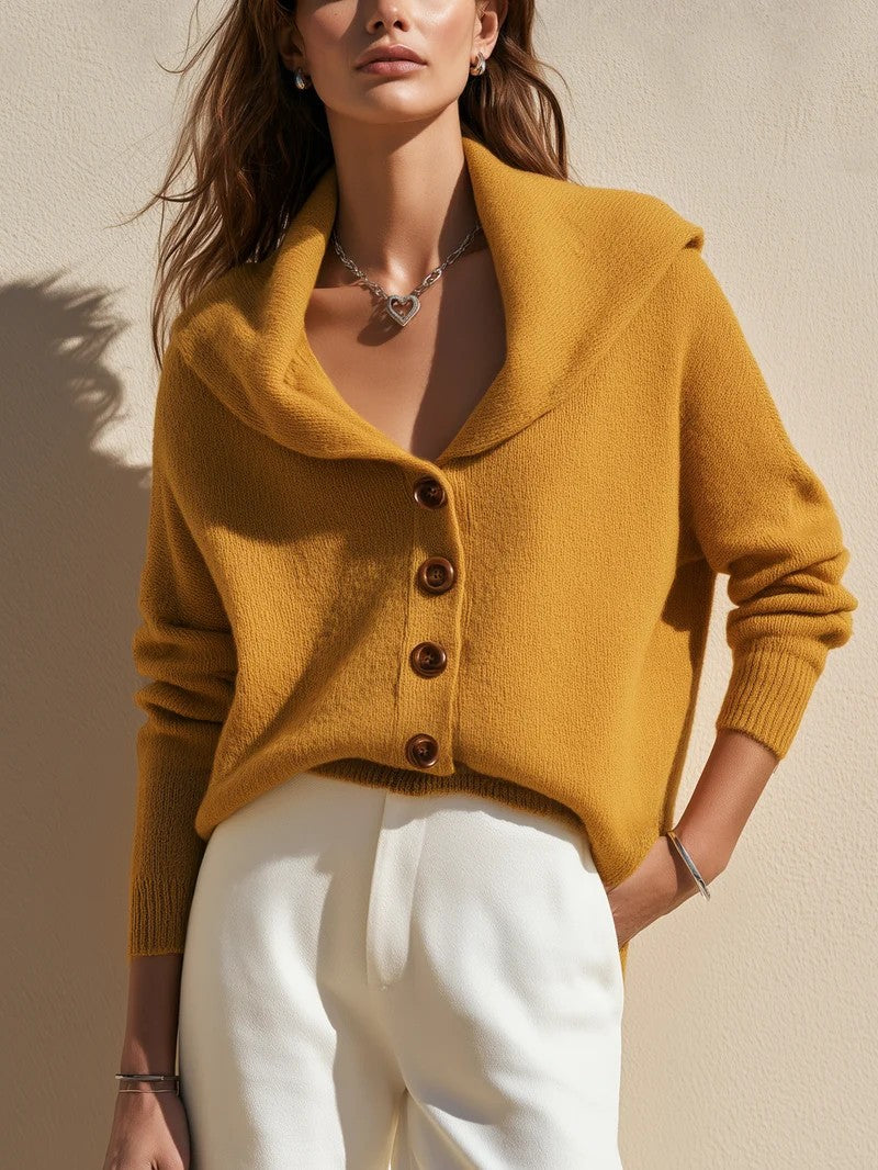 Women's shawl-collar button-front knit cardigan, view 4 - MRSLM