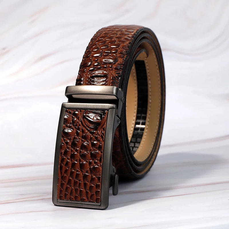 men's crocodile pattern PU belt, view 8 - MRSLM
