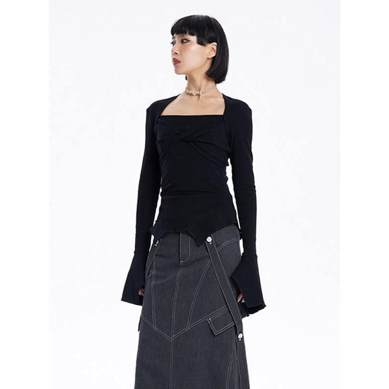 square collar knit sweater, view 4 - MRSLM