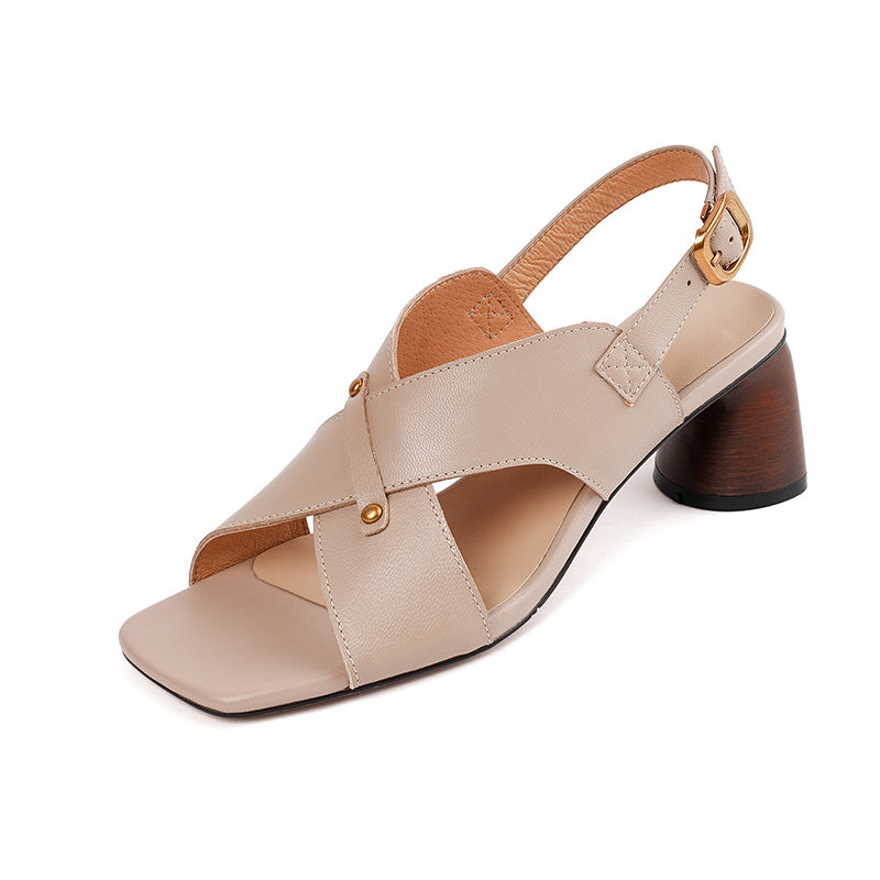 leather high heel sandals, view 2 - MRSLM