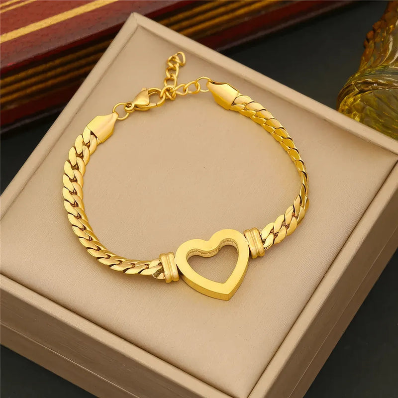 love heart cuban chain bracelet, view 4 - MRSLM