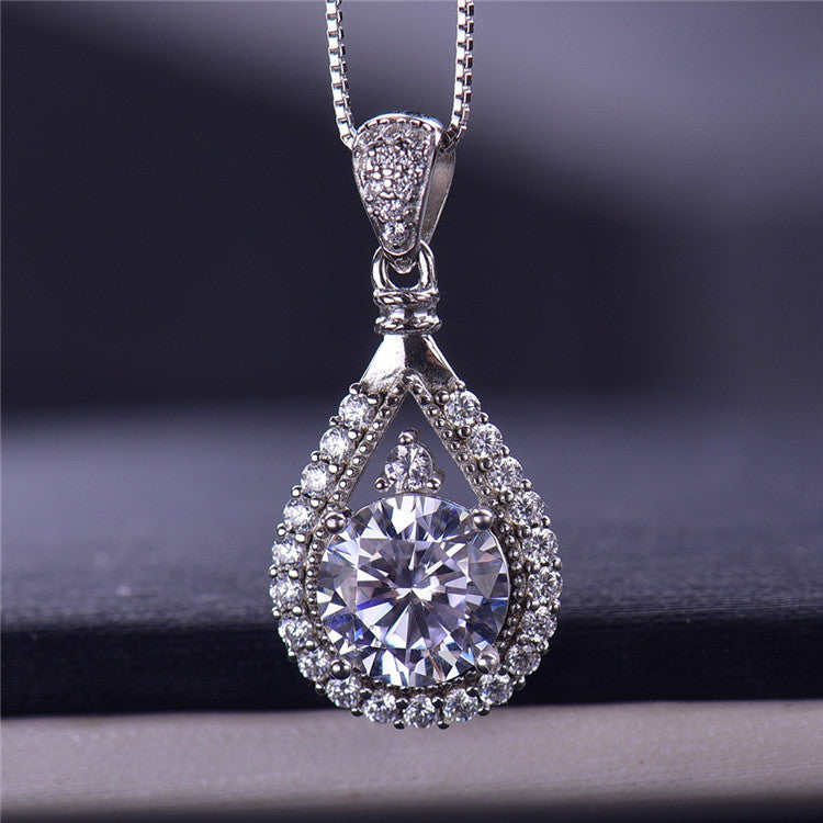 women's silver pendant necklace, view 3 - MRSLM