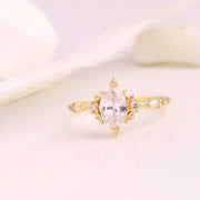 zircon water-drop gold plated ring, view 3 - MRSLM