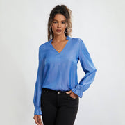v neck long sleeve frill top - MRSLM