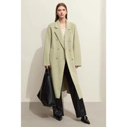 women's minimalist double-breasted wool coat, view 3 - MRSLM