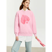 Women's heart print pullover, view 2 - MRSLM