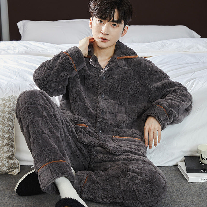 Men's fleece-lined flannel pajama set - MRSLM