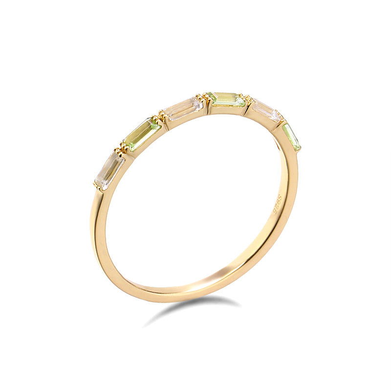 rectangular natural crystal slim ring, view 2 - MRSLM