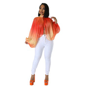 women's sheer chiffon printed long sleeve top, view 10 - MRSLM
