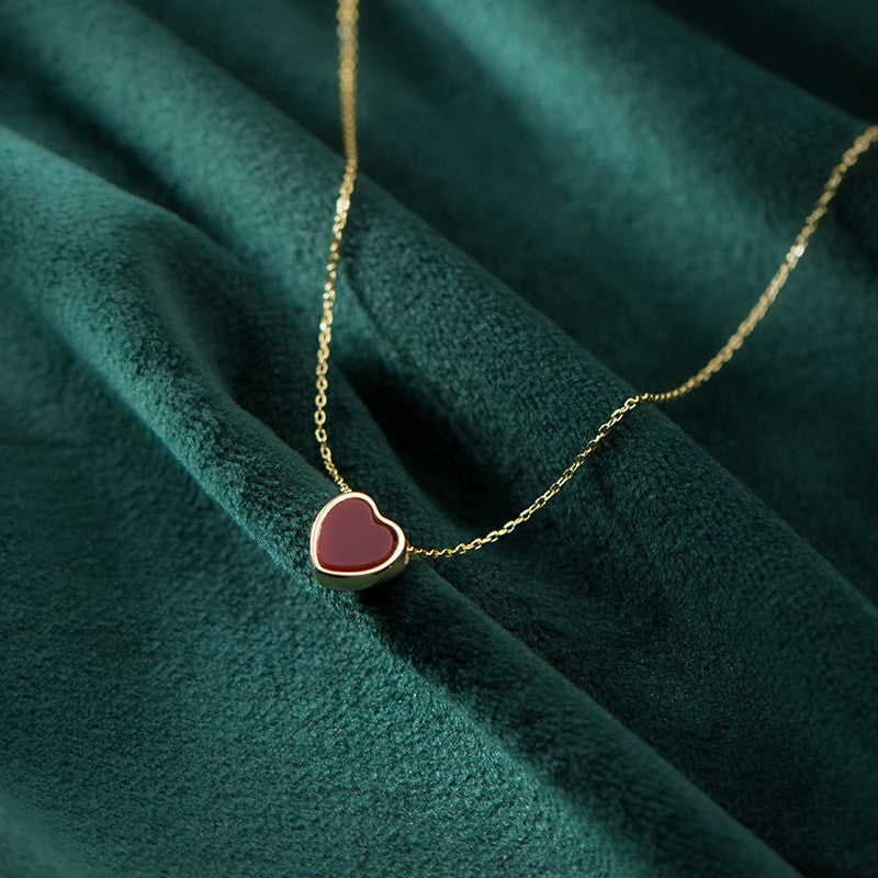 s925 silver red heart necklace - MRSLM