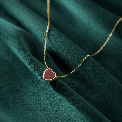 s925 silver red heart necklace - MRSLM