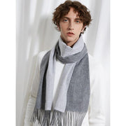 double-sided wool houndstooth scarf, view 8 - MRSLM