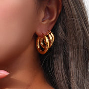 gold-plated stainless steel hoop earrings, view 5 - MRSLM
