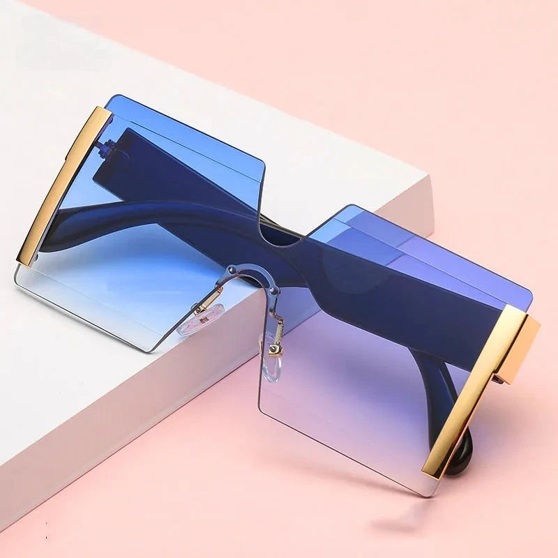 rimless gradient square sunglasses, view 10 - MRSLM