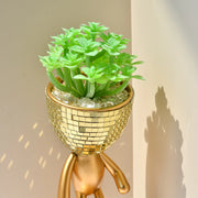 mirror disco walking man planter pot, view 8 - MRSLM