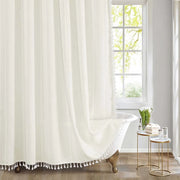 bohemian tassel shower curtain, view 2 - MRSLM
