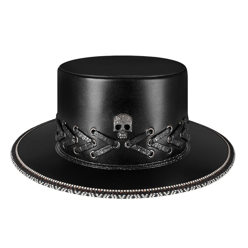Punk skull black top hat - MRSLM