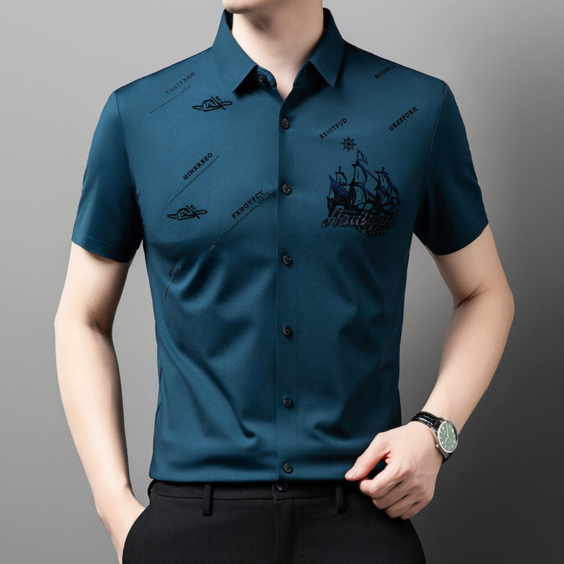 Men's rhinestone printed shirt, view 6 - MRSLM