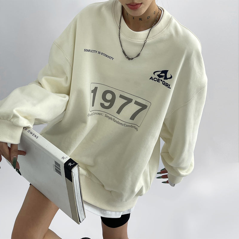 women's loose beige peplum sweatshirt, view 5 - MRSLM