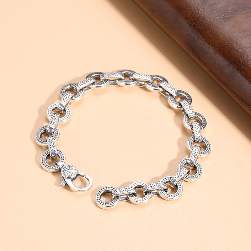 sterling silver antique ring buckle bracelet, view 4 - MRSLM