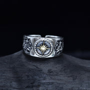 s925 silver retro sunflower pattern ring, view 2 - MRSLM