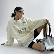 women's loose beige peplum sweatshirt - MRSLM
