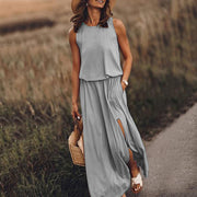 women's sleeveless split long dress, view 6 - MRSLM