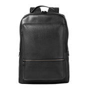 Men's solid black leather backpack, view 3 - MRSLM